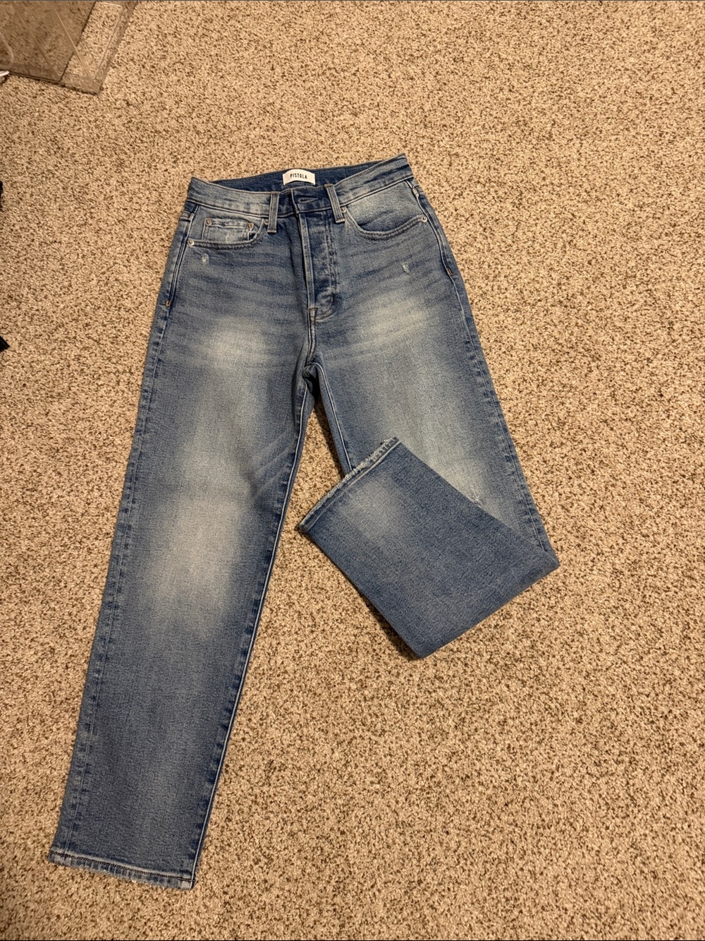 Pistola Charlie High-Rise Straight Ankle Jeans - Light Blue